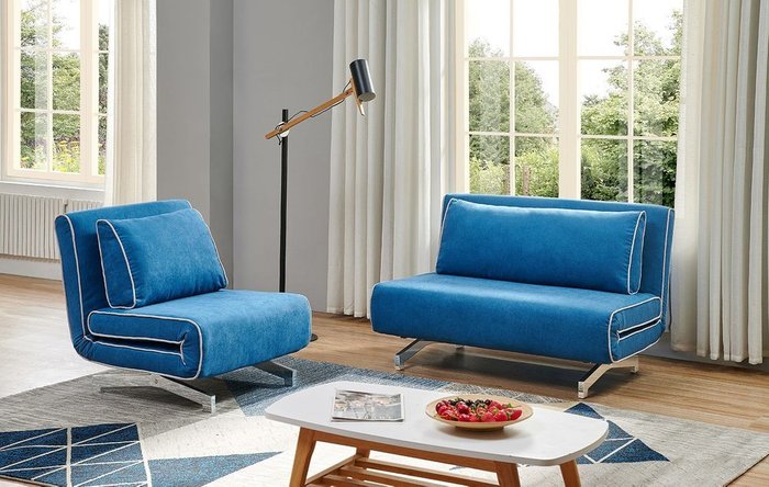 Диван-кровать Denny синего цвета - лучшие Прямые диваны в INMYROOM