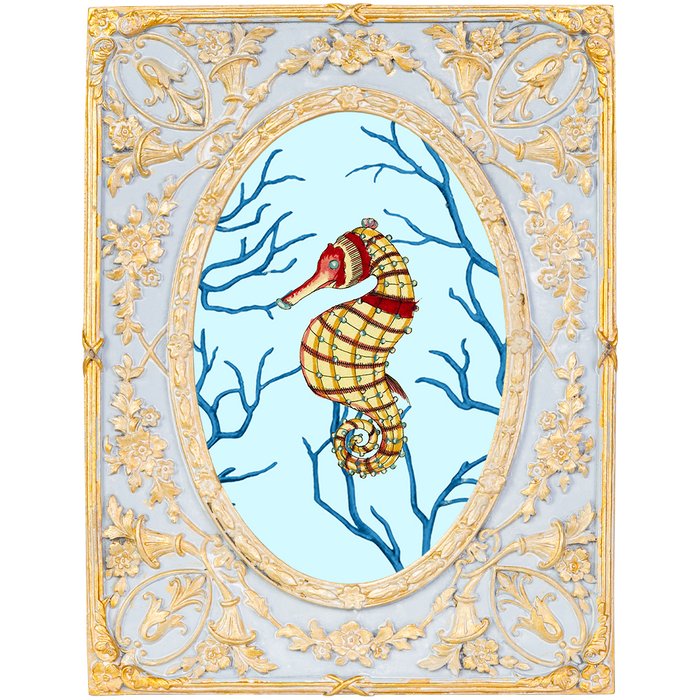 Картина Фантастика подводного мира Морской конь в раме Эрнеста