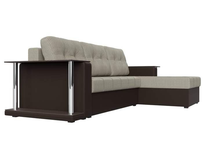 Угловой диван-кровать Даллас светло-коричневого цвета (ткань\экокожа) - лучшие Угловые диваны в INMYROOM
