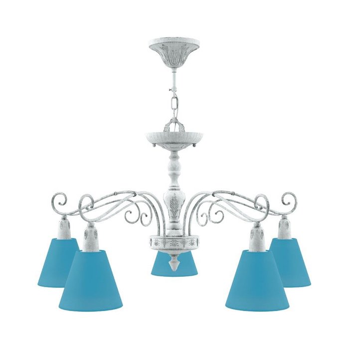 Подвесная люстра Provence с голубыми абажурами - купить Подвесные люстры по цене 15350.0