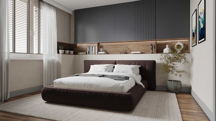Кровать Латона-3 200х200 темно-коричневого цвета - лучшие Кровати для спальни в INMYROOM