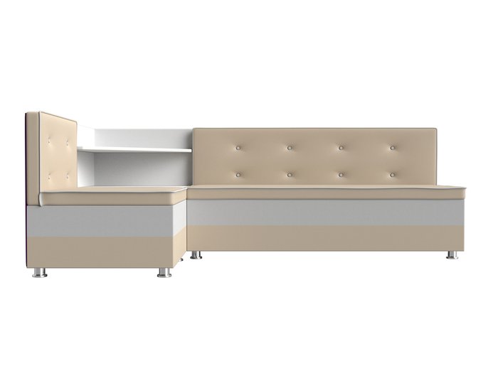 Угловой диван Милан бело-бежевого цвета (экокожа) левый угол - купить Угловые диваны по цене 32999.0