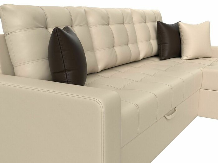 Угловой диван-кровать Ливерпуль бежевого цвета (экокожа) правый угол - лучшие Угловые диваны в INMYROOM