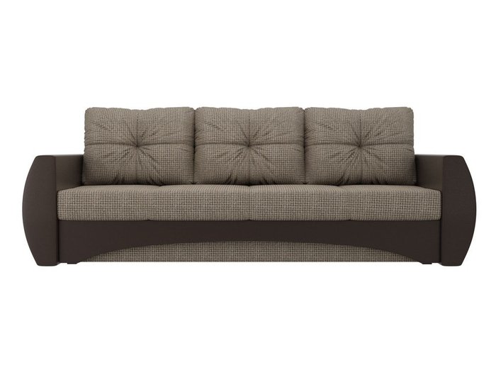 Прямой диван-кровать Сатурн коричнево-бежевого цвета (ткань/экокожа) - купить Прямые диваны по цене 40990.0