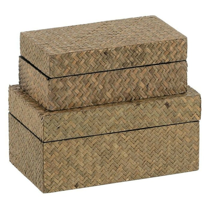 Набор декоративных коробок Бежевый Натуральный DMF 25 x 15 x 12 cm (2 штук)