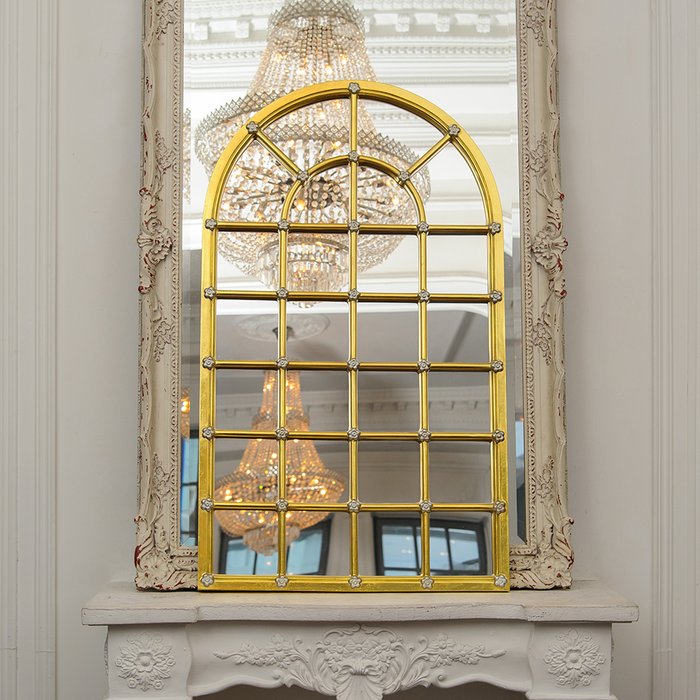 Настенное зеркало Версаль в раме золотого цвета - купить Настенные зеркала по цене 30000.0