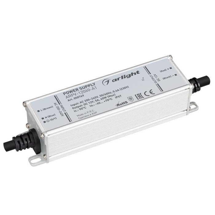 Блок питания Arlight ARPV-12060-A1 (12V, 5.0A, 60W) (IP67 Металл) 050769 Блок питания Arlight ARPV-12060-A1 (12V, 5.0A, 60W) (IP67 Металл) 050769