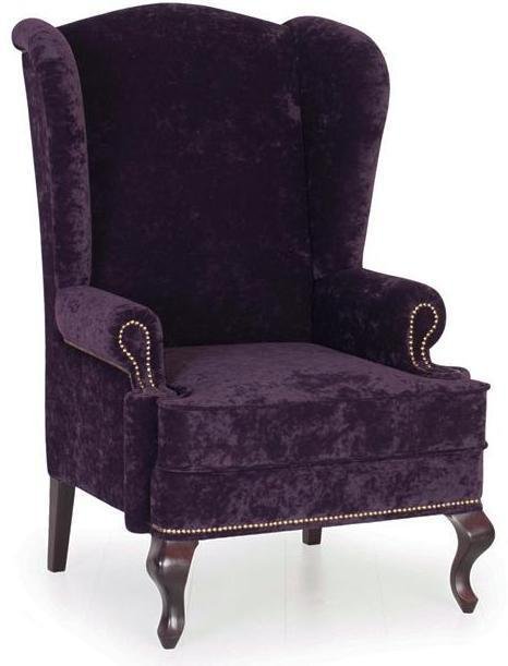 Кресло английское Биг Бен с ушками дизайн 39 фиолетового цвета