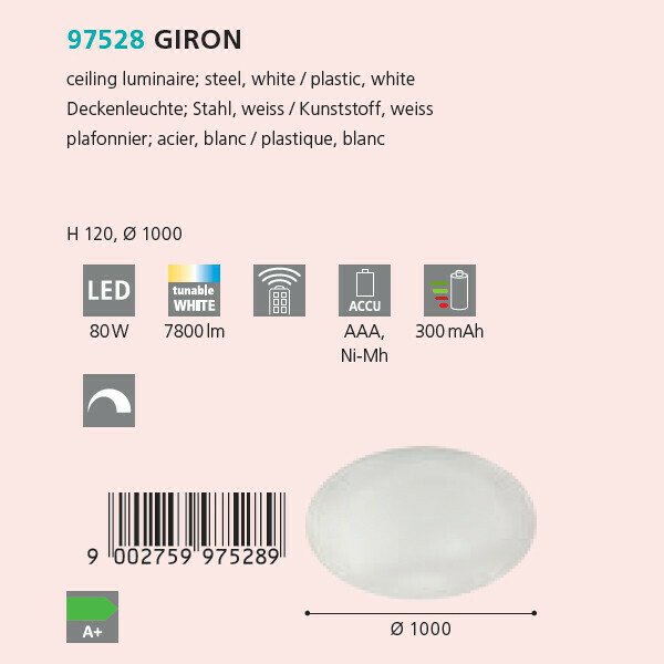 Светильник потолочный Eglo Giron 97528 - лучшие Потолочные светильники в INMYROOM