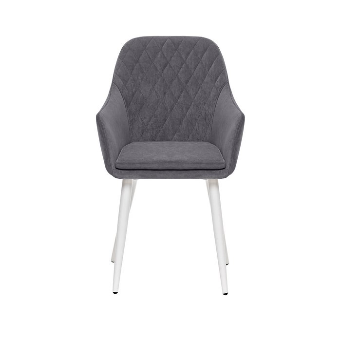 Стул с подлокотниками Слим серого цвета с белыми ножками - купить Обеденные стулья по цене 10280.0