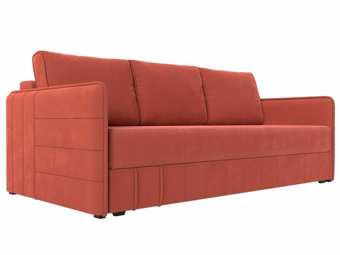 Прямой диван-кровать Слим кораллового цвета с пружинным блоком