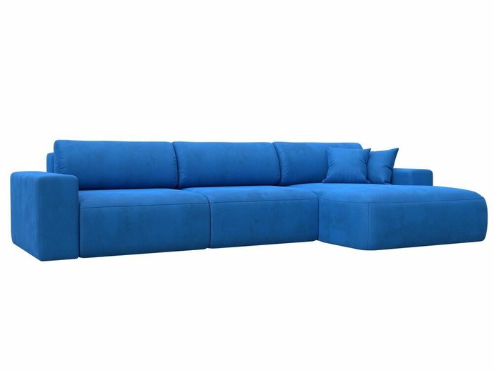 Угловой диван-кровать Лига 036 Классик Лонг темно-голубого цвета правый угол