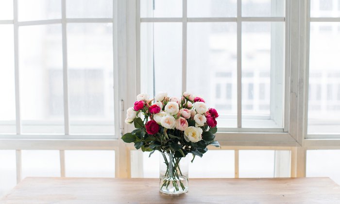 Композиция из искусственных цветов - Кустовые розы Лотте - купить Декоративные цветы по цене 13780.0