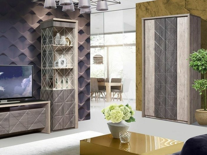 Шкаф с витриной Монако серого цвета - лучшие Шкафы витринные в INMYROOM