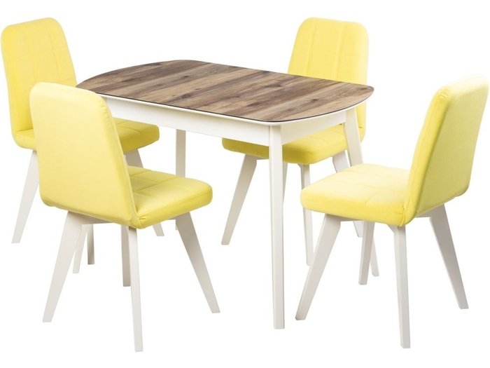 Обеденная группа из стола и четырех стульев желтого цвета - купить Обеденные группы по цене 51425.0