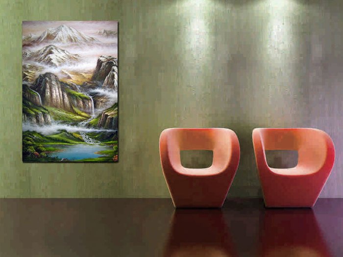 Декоративная картина на холсте: Горная река - купить Картины по цене 2790.0