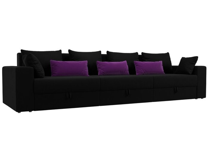 Прямой диван-кровать Мэдисон Long черно-фиолетового цвета
