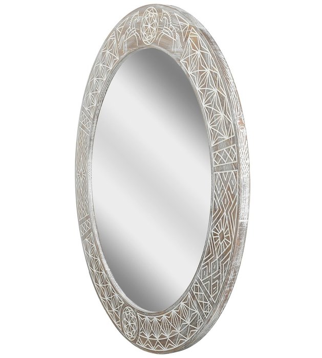 Круглое настенное зеркало Ladoga Round Large Walnut диаметр 102 в раме из массива сосны - купить Настенные зеркала по цене 33900.0