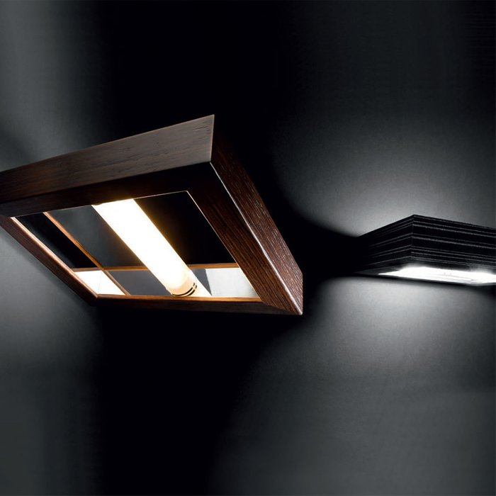Настенный светильник Metalspot QUADRO WOOD из дерева черно-серого цвета - купить Бра и настенные светильники по цене 12680.0