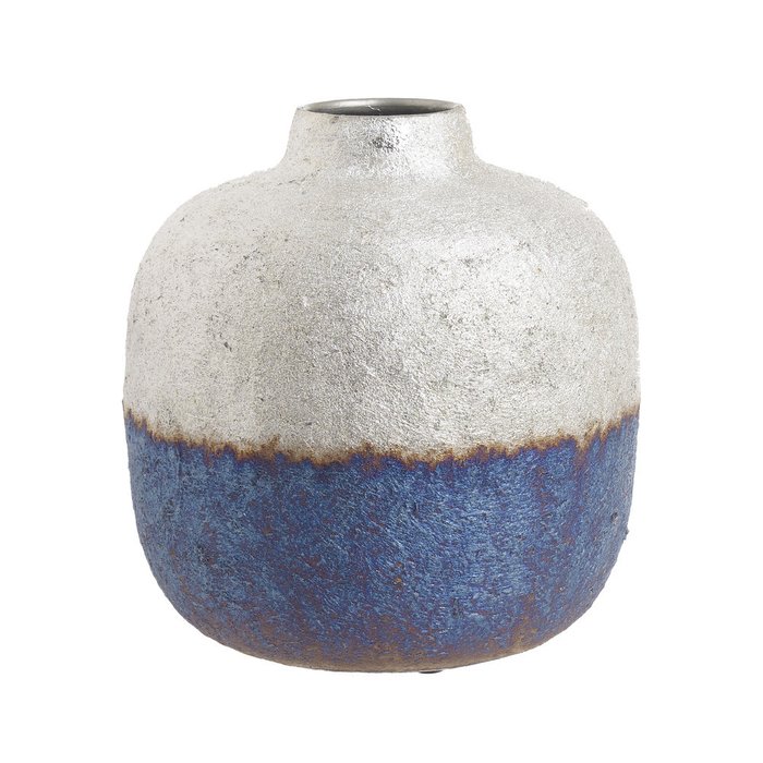 Металлическая ваза бело-синего цвета