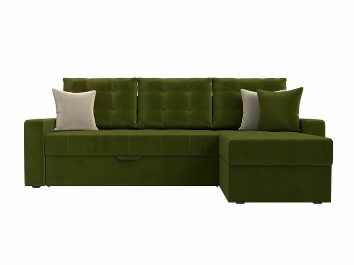 Угловой диван-кровать Ливерпуль зеленого цвета правый угол - купить Угловые диваны по цене 39999.0