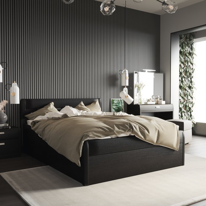 Кровать Илона 160х200 темно-коричневого цвета с подъемным механизмом  - купить Кровати для спальни по цене 89965.0