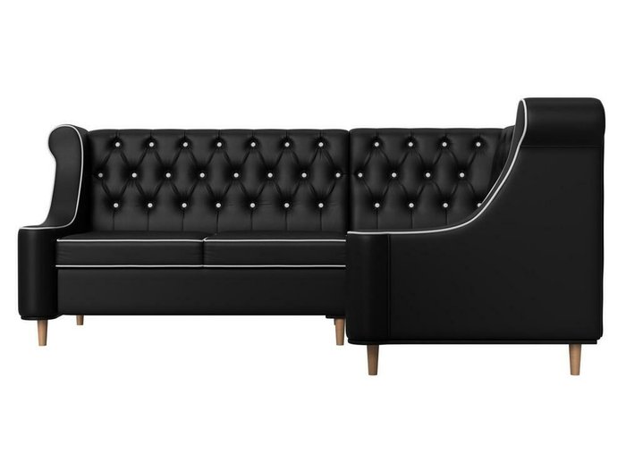 Угловой диван Бронкс черного цвета (экокожа) правый угол - купить Угловые диваны по цене 62999.0