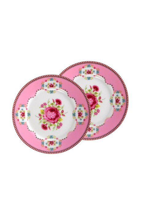 Набор из двух тарелок Floral розового цвета
