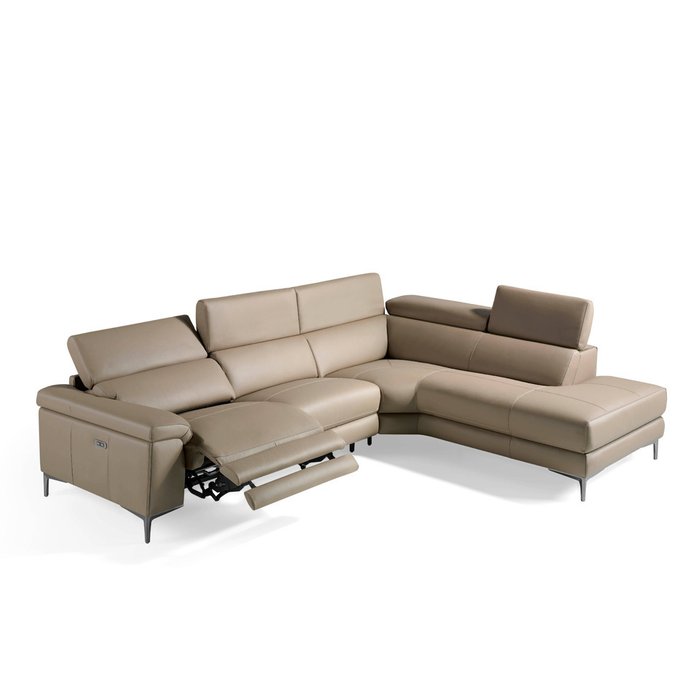 Угловой диван в обивке из кожи коричневого цвета - купить Угловые диваны по цене 1040990.0