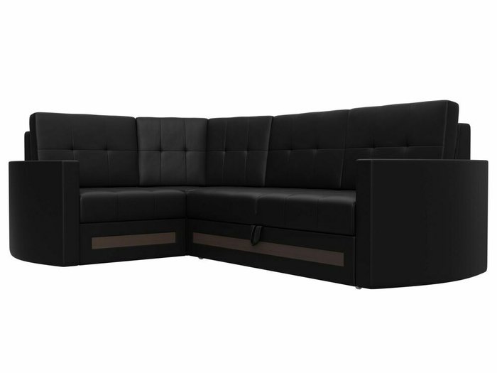 Угловой диван-кровать Белла черного цвета (экокожа) левый угол - лучшие Угловые диваны в INMYROOM