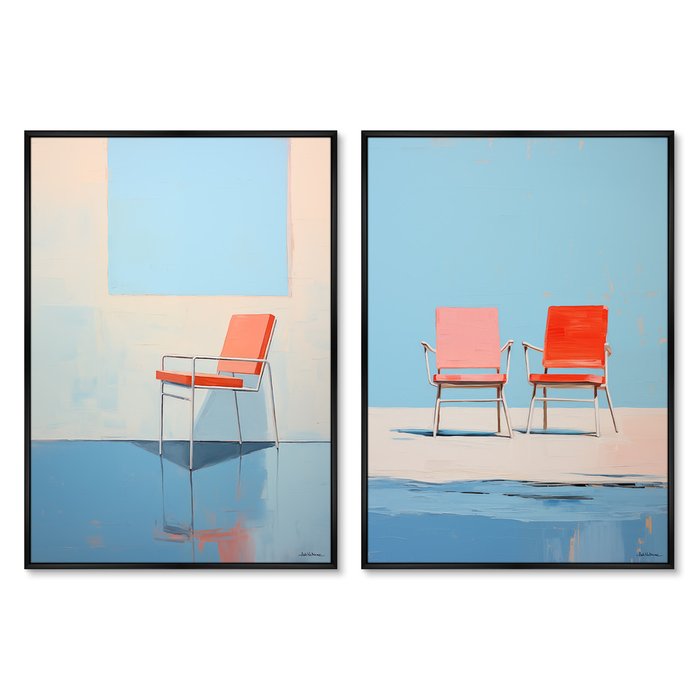 Набор из двух репродукций картин Chair collection, Pure and simple, 2024г.