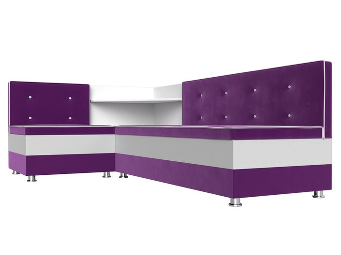 Угловой диван Милан бело-фиолетового цвета (экокожа/ткань) левый угол - лучшие Угловые диваны в INMYROOM