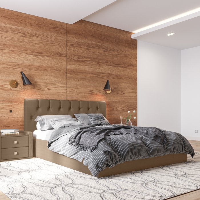 Кровать Инуа 180х200 коричневого цвета с подъемным механизмом - лучшие Кровати для спальни в INMYROOM