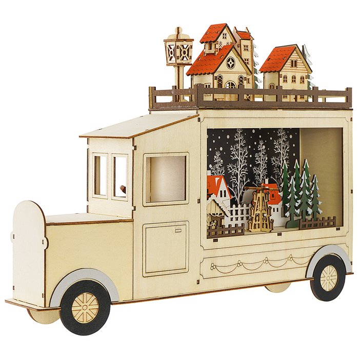 Декор новогодний Festive truck бежевого цвета с подсветкой - купить Фигуры и статуэтки по цене 2390.0 Декор новогодний Festive truck бежевого цвета с подсветкой - купить Фигуры и статуэтки по цене 2390.0