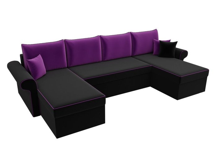 Угловой диван-кровать Милфорд фиолетово-черного цвета - лучшие Угловые диваны в INMYROOM