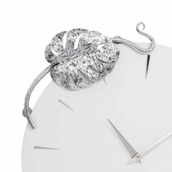 Часы настенные Monstera Deliciosa бело-серебряного цвета - купить Часы по цене 12091.0