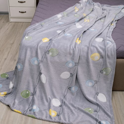 Плед 'Амели' светящийся 200х220, велсофт, 100% полиэстер, 'Лампочки' - лучшие Пледы в INMYROOM