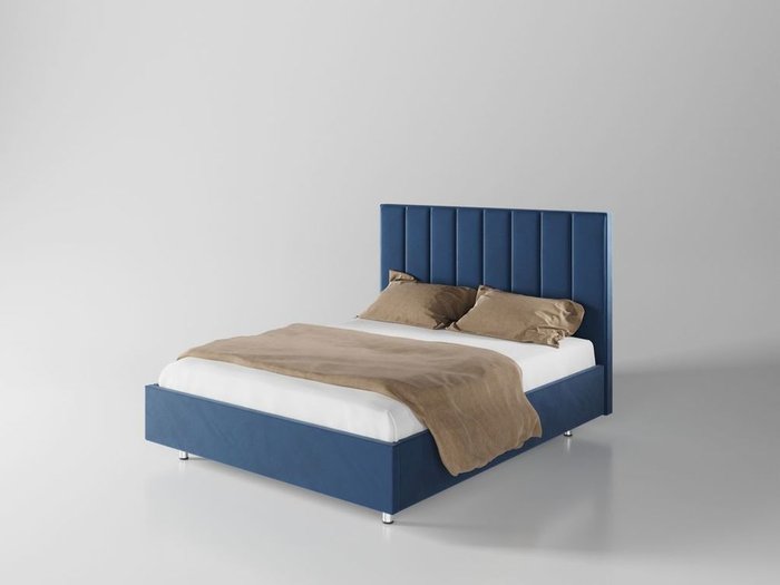 Кровать Параллель 140х200 тёмно-синего цвета