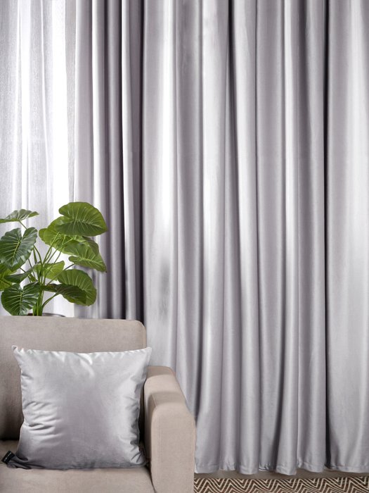 Комплект штор из велюра Monaco 150х270 серого цвета