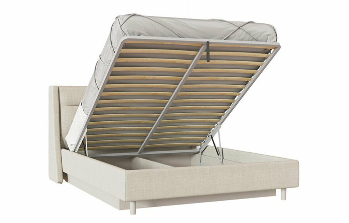 Кровать с подъемным механизмом Олеандра 160х200 бежевого цвета - купить Кровати для спальни по цене 127190.0