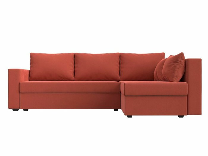 Угловой диван-кровать Мансберг кораллового цвета правый угол