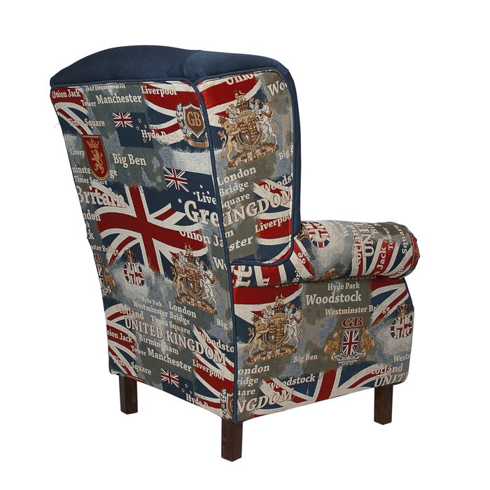 Кресло Жуи Бордо синего цвета с британской символикой - лучшие Интерьерные кресла в INMYROOM