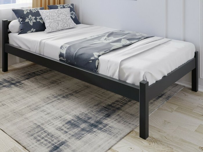 Кровать односпальная Классика сосновая 90х190 цвета антрацит - купить Кровати для спальни по цене 9161.0