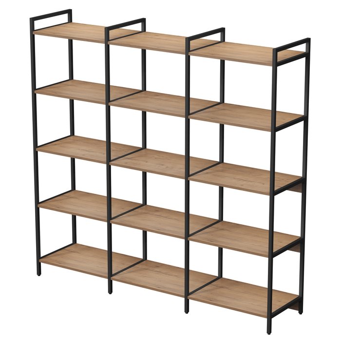 Стеллаж 10ССТ.5.600 средний тройной 5 полок коричневого цвета