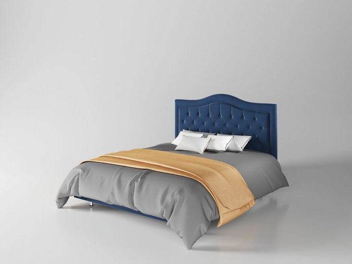 Кровать Герцогиня 200х200 тёмно-синего цвета с подъемным механизмом