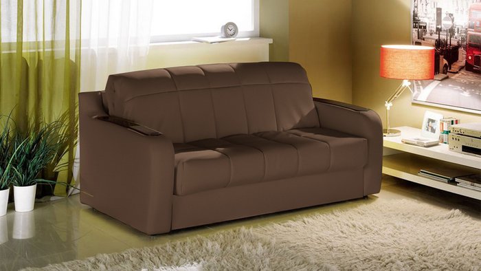 Диван-кровать Тифани S коричневого цвета  - купить Прямые диваны по цене 59100.0