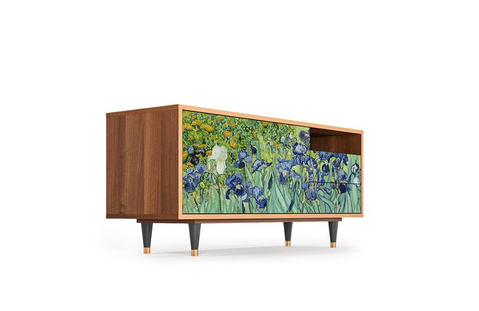 Тумба под TV T7 Irises by Vincent van Gogh с корпусом цвета орех - лучшие Тумбы для ТВ в INMYROOM Тумба под TV T7 Irises by Vincent van Gogh с корпусом цвета орех - лучшие Тумбы для ТВ в INMYROOM