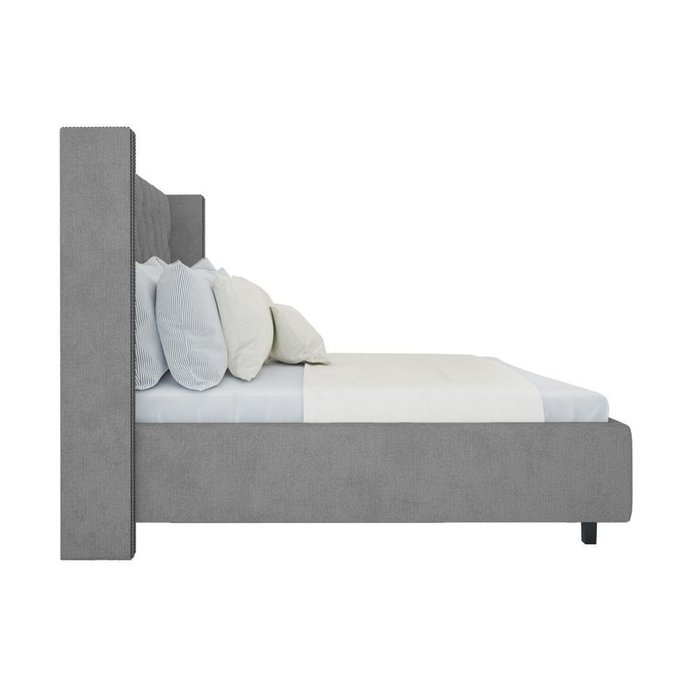 Кровать с декоративными гвоздиками Wing  Лен Серый 180x200 см - купить Кровати для спальни по цене 102000.0