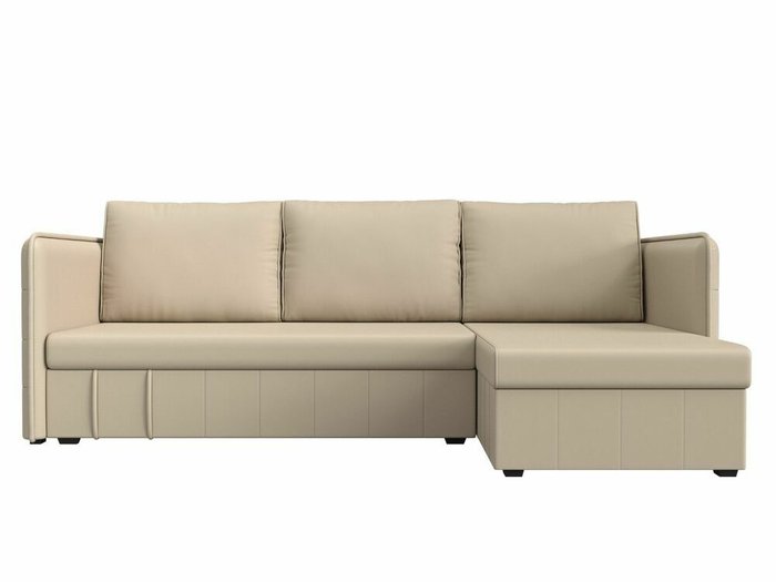 Угловой диван-кровать Слим бежевого цвета (экокожа) правый угол - купить Угловые диваны по цене 28999.0