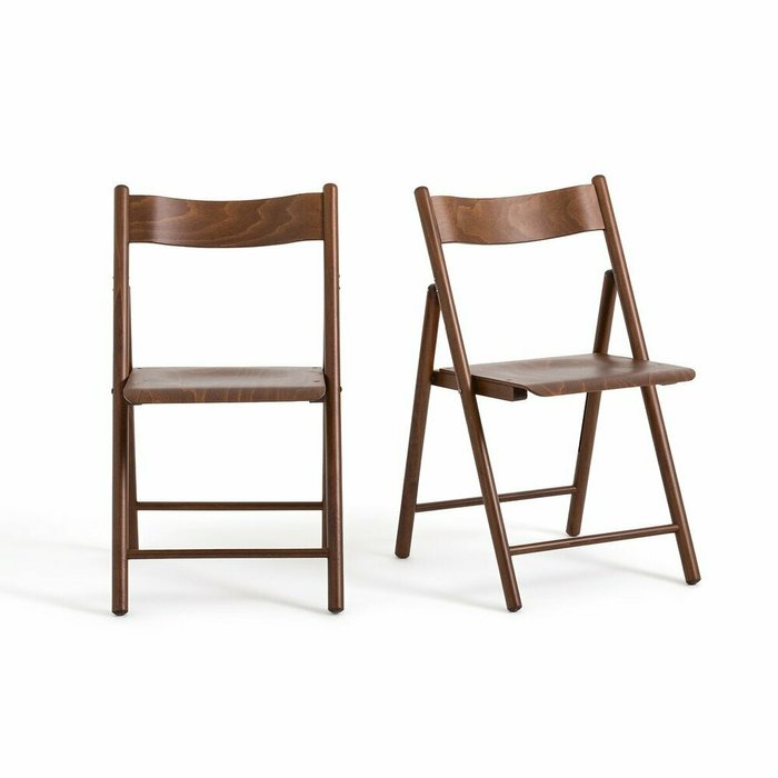 Комплект из двух стульев складных Из бука Panni коричневого цвета